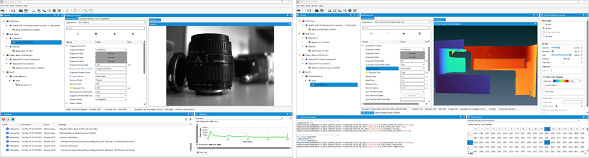 Matrox Capture Works configuration and test tool for GenICam-based interface standards