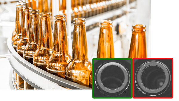 Bottles on assembly line showcasing image classification